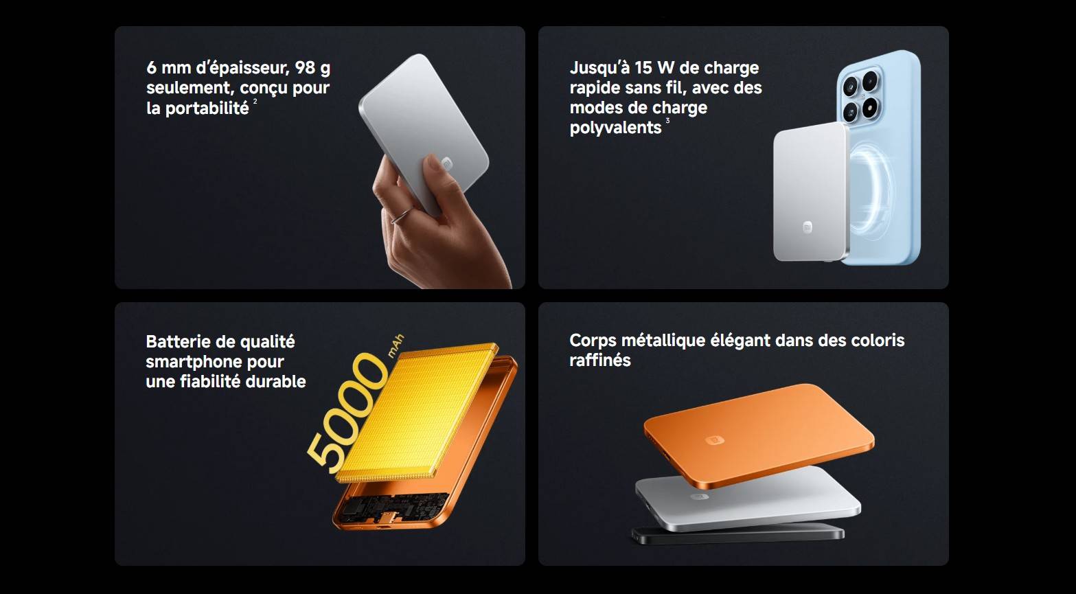 Xiaomi UltraThin Magnetic Power Bank 5000mAh 15W prix tunisie